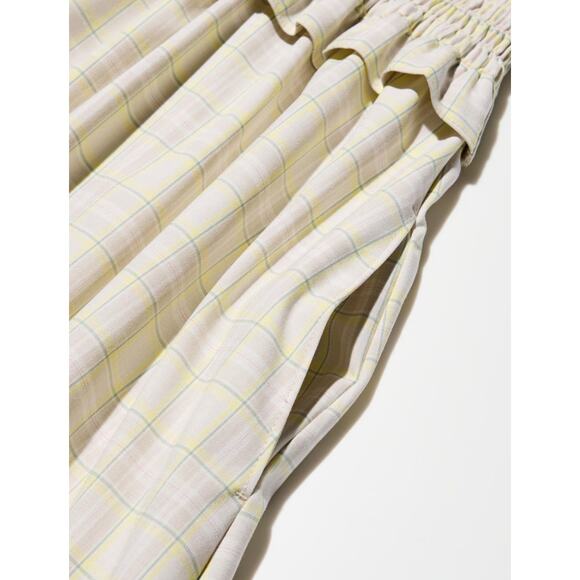 GU (Uniqlo) x Rokh Smocking Camisole Dress in Cream Plaid - Picture 6 of 16